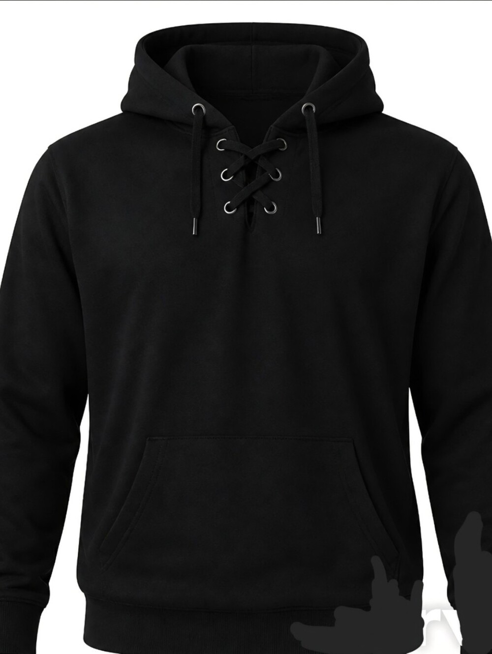 Ladie's Black Lace-Up Hoodie Shirt